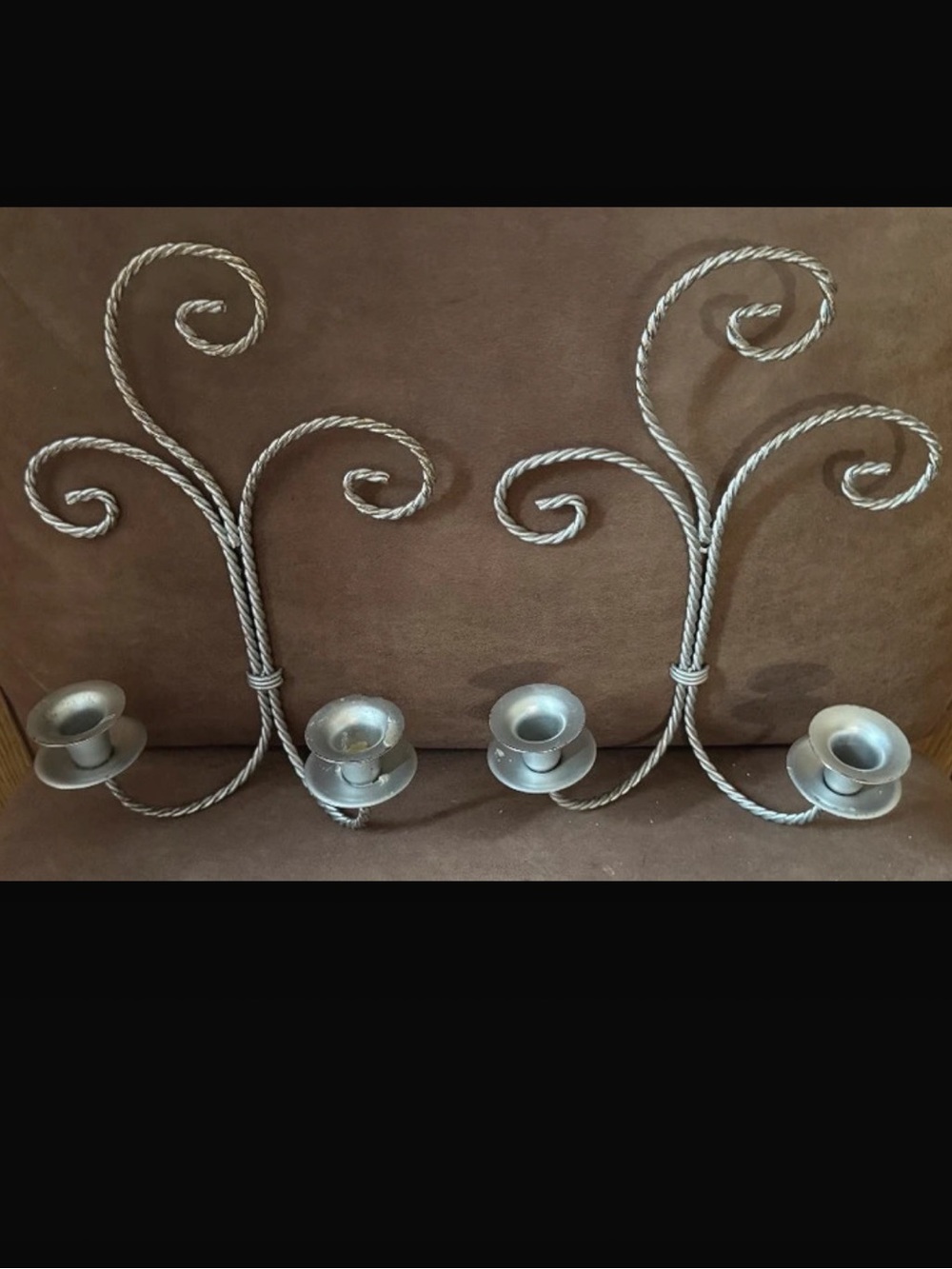 Silver Scroll Wall Candle Holder - Decorative Home Wall Decor, Home Interior 90s
